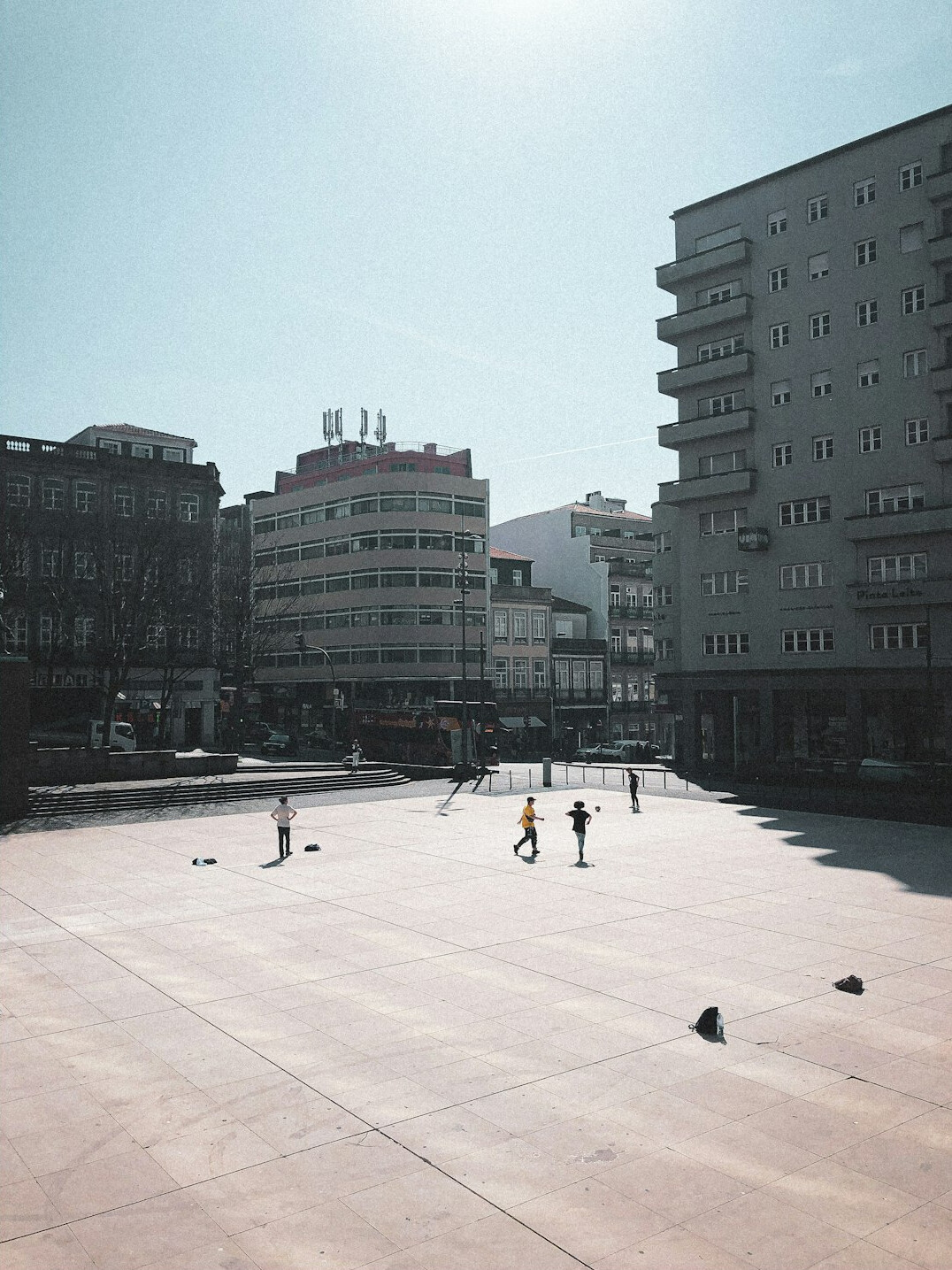 Everyday street life in a Danish town square