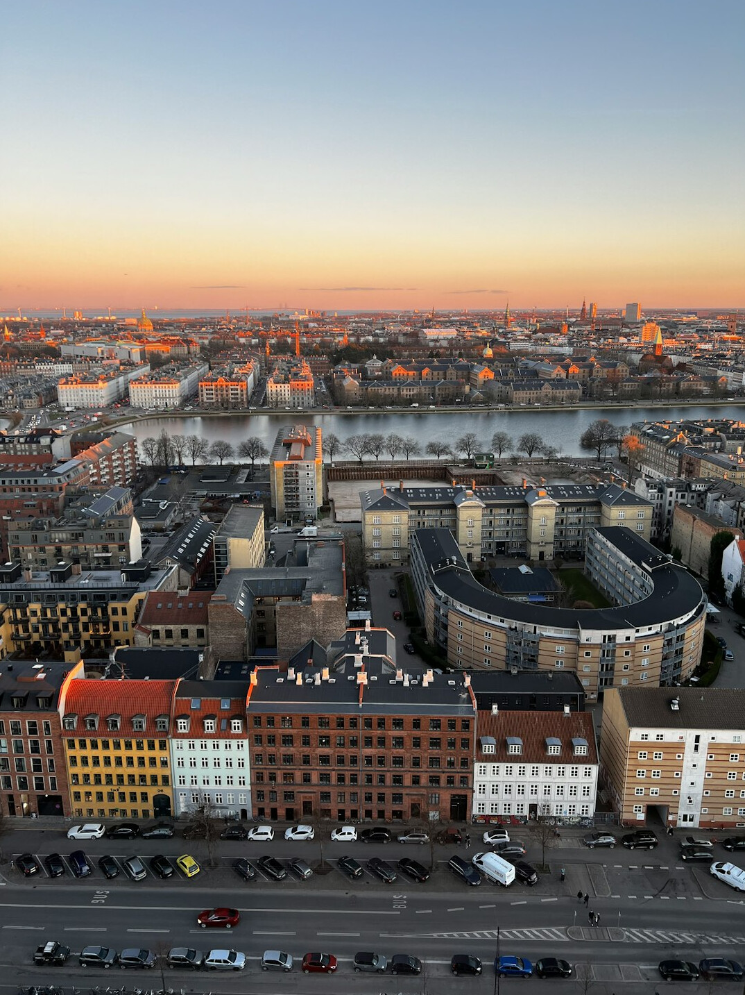 Rooftop view of central Copenhagen skyline