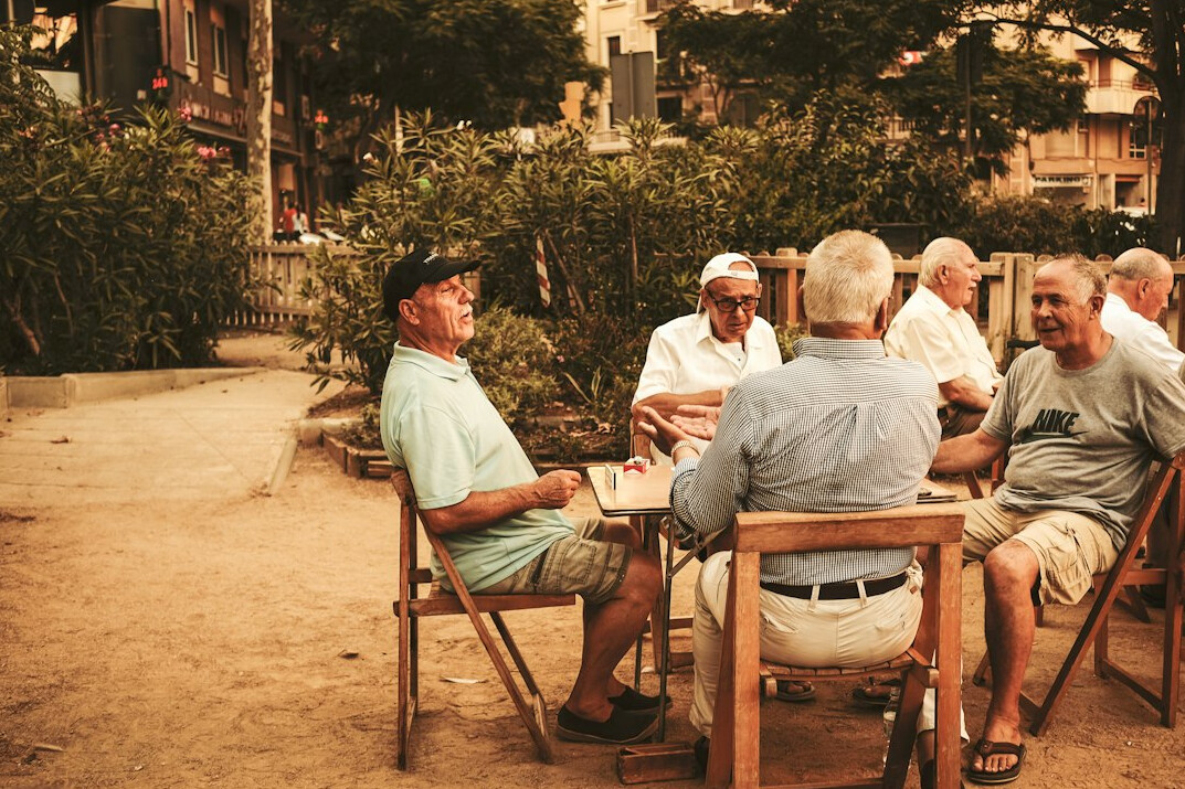 elderly people chatting